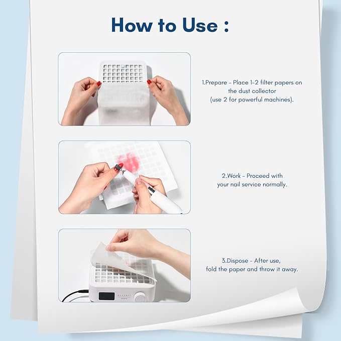 Makartt Nail Dust Collector Filter Paper – 100 Sheets Disposable Nail Dust Filters for Nail Dust Collector Machines, Nail Vacuum Dust Collector Nail Salon Supplies & Accessories White-BrightBean Baby