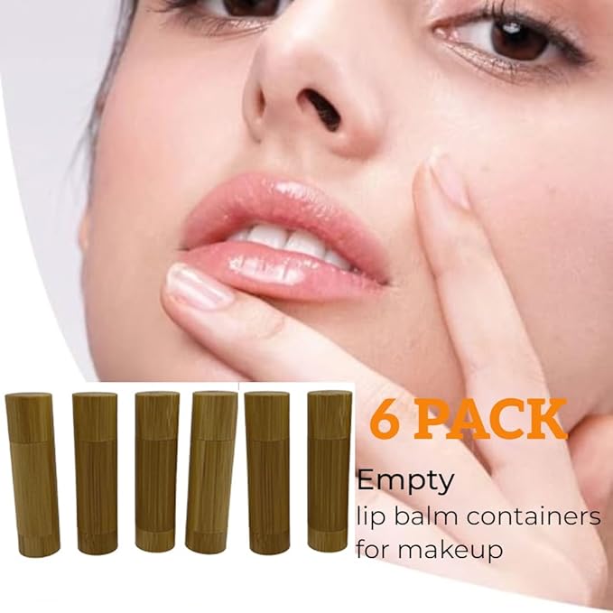 Bamboo Empty Lip Balm Containers 5.5g 6 Pack,Refillable DIY Lip Balm Tube Containers with Clear PP Plastic Inner,Lip Gloss Tubes Chapstick Holder for DIY Cosmetic Samples Deodorant-BrightBean Baby