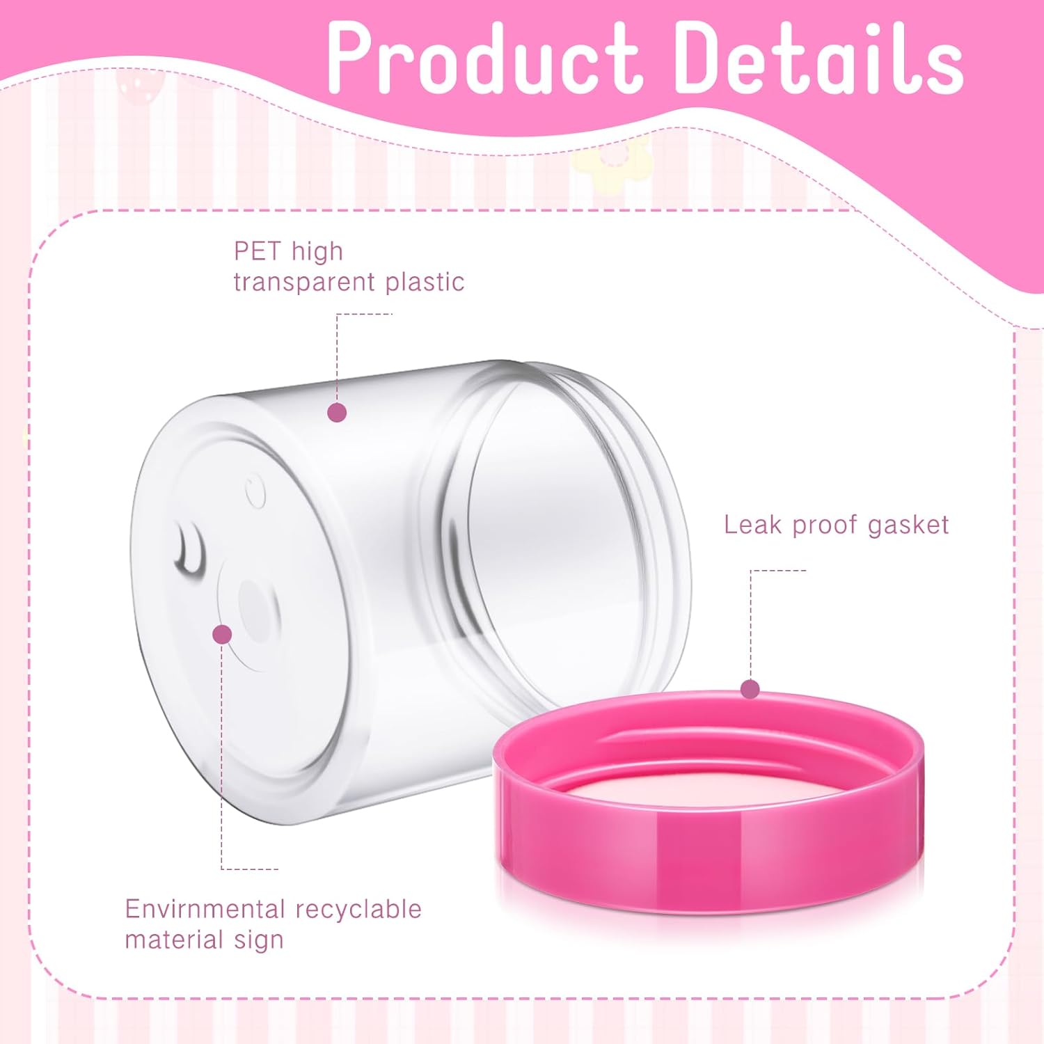 SATINIOR 100 Pcs Plastic Jars with Lids Small Containers Lids Wide Mouth Small Plastic Containers for Lotion Cream Rhinestones Body Butters Travel Storage(8 oz, Pink)-BrightBean Baby