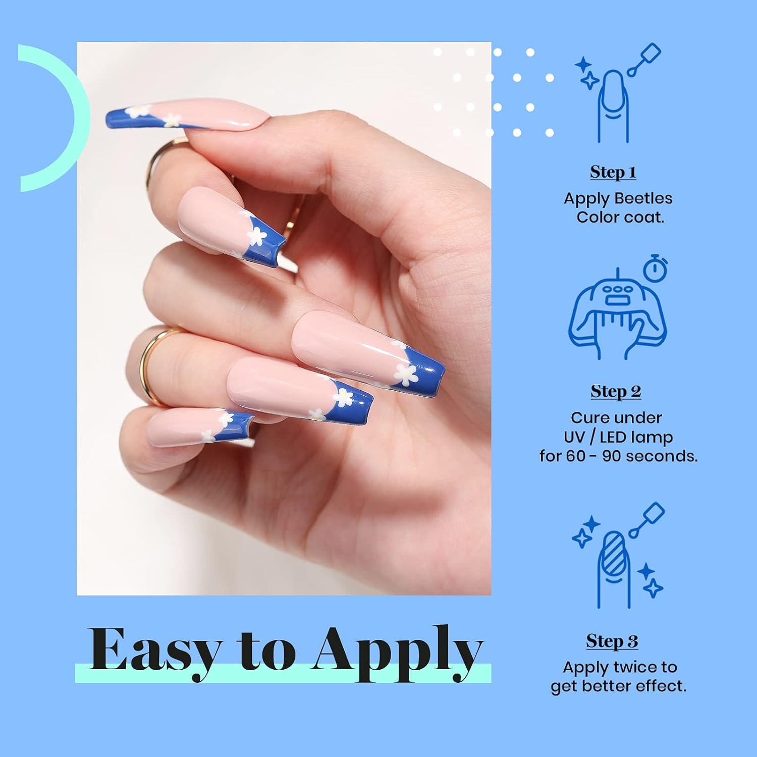 Beetles Blue Gel Nail Polish, 1 Pcs 15ml Cobalt Blue Color All Season Gel Polish Nail Art Manicure Salon Soak Off DIY Nail Uv Design at Home Gift for Women-BrightBean Baby