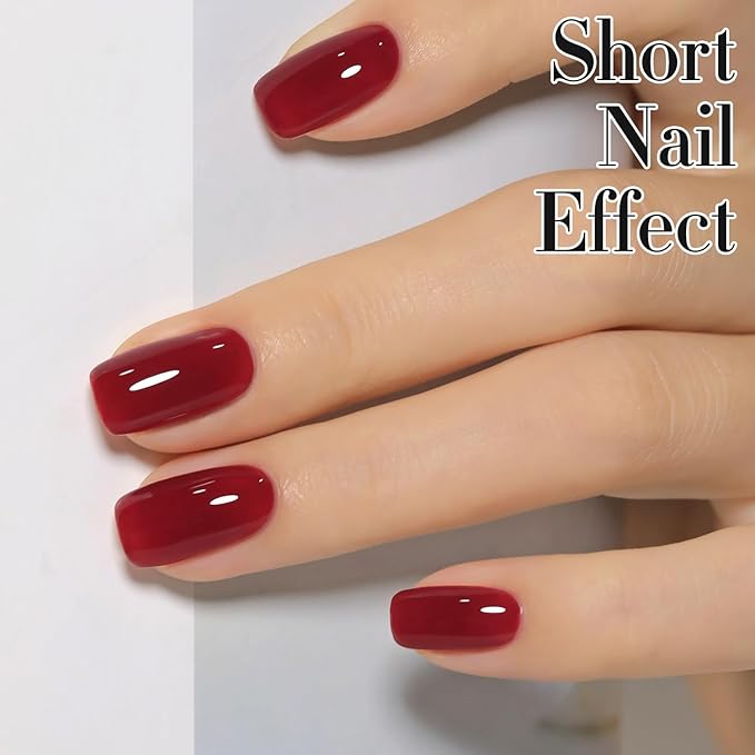 Double Rhythm Translucent Gel Polish Sheer Neutral Natural Light Milky Same Color Same Bottle 15ML Jelly Nail Polish Nail Art DIY at Home (Jelly Burgundy-A1400)-BrightBean Baby