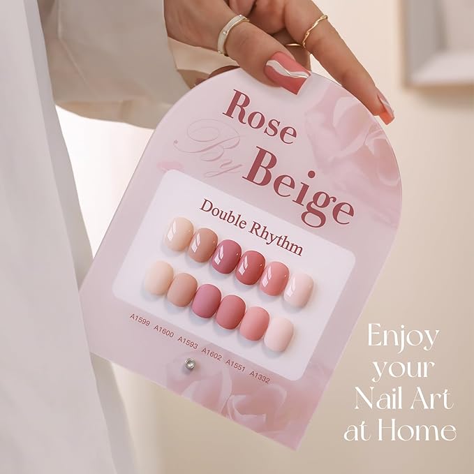 Double Rhythm 6 Pcs 15 ML Gel Polish Set Same Color Same Bottle Soak Off Gel Polish Kit Nail Art Manicure Salon DIY at Home for Women (Rose Beige Nude Cream Rose Coral-T6-20)-BrightBean Baby