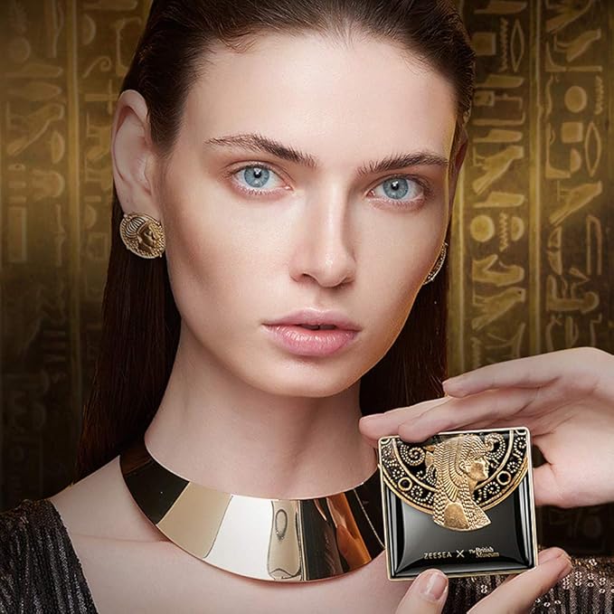 ZEESEA Pressed Powder The British Museum Egypt Series Long Lasting Oil Control Facial Finishing Brighten Setting Powder Multi-use Foundation (#00 Light Beige)-BrightBean Baby