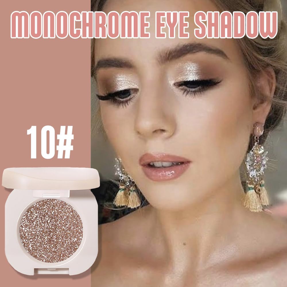 Single Nude Gold Brown Shimmer Eyeshadow,Bright Intense Monochrome Eye Shadow,Apply Makeup Easily,Glitter Pressed Powder Single Eyeshadow,24 Hour Eye Makeup Longwear Waterproof-BrightBean Baby