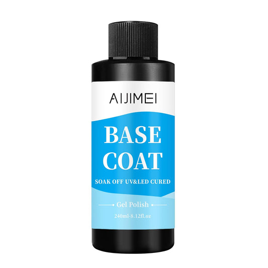 AIJIMEI 240ml Base Coat Quick Dry Gel BaseCoat for Nails Gel Nail Polish Base Coat for Home DIY LongLasting 8 Fl Oz-BrightBean Baby