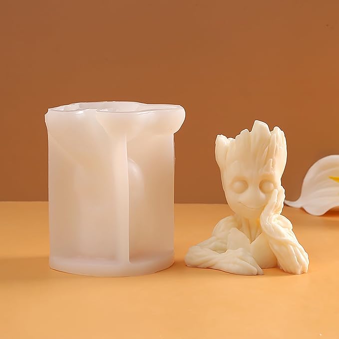 Groot Cylinder Candle & Resin Mold - Resin Casting Silicone Molds for Home Decor & Candle Making Wave Spiral Mold