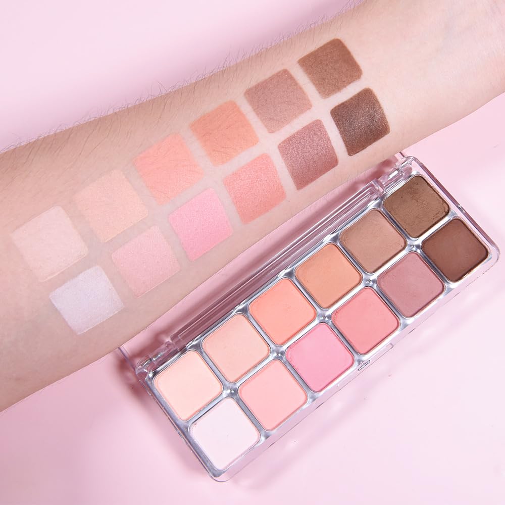 AMY'S DIARY 12 Color Light Pink Brown Eyeshadow Palette, Long-Lasting, and Highly Pigmented eye shadow. Elevate Your Eye Makeup– Unleash Your Unique Style (13#)-BrightBean Baby