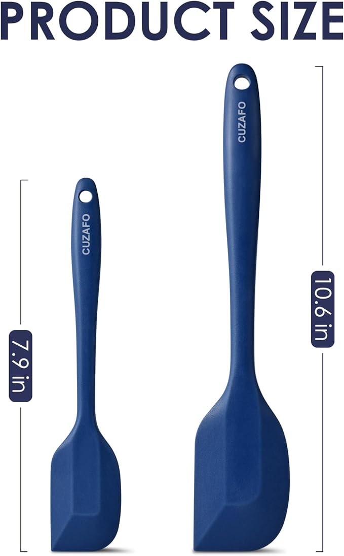 Heat Resistant 600℉ Silicone Spatula, Turner Mixing Spatulas set BPA Free Dishwasher Safe for Nonstick Cookware, Classic Blue