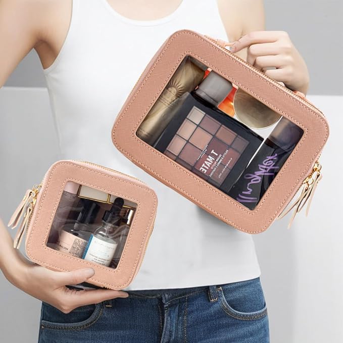 Clear Makeup Bag Small, TSA Approved Portable Toiletry Bag with Zipper Cosmetic Travel Bag Makeup Organizer Case Mini Makeup Pouch for Purse Car Organizer Bag for Women Men-BrightBean Baby