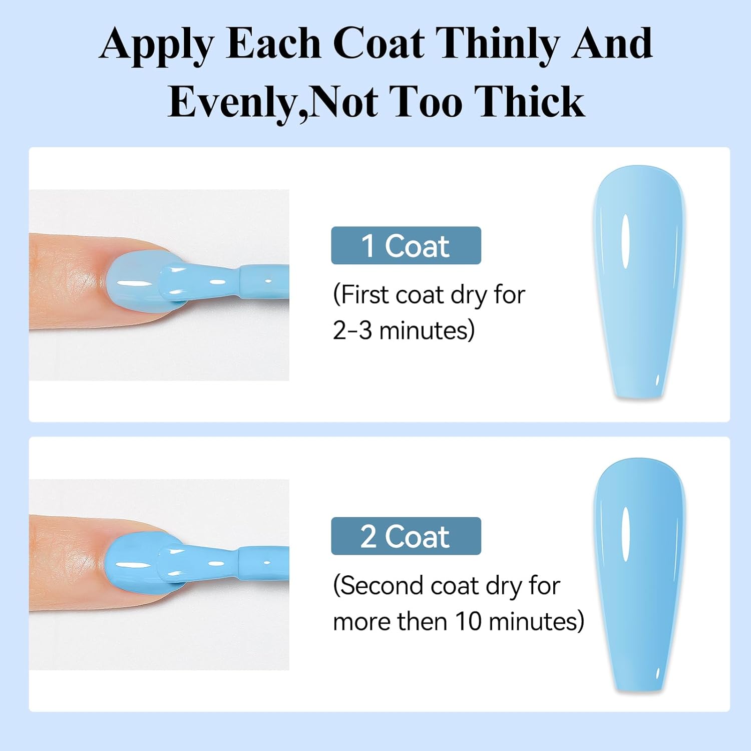 Blue Nail Polish Quick Dry Pastel Nail Lacquer Sheer Color, Light Blue Regular Fast Dry Fingernail Polish Bulk Non Gel Long-Lasting DIY Salon Gift For Women-BrightBean Baby