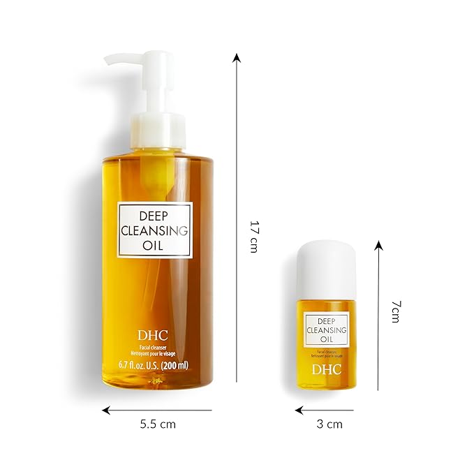DHC Deep Cleansing Oil and Travel Size, Facial Cleansing Oil, Makeup Remover, Cleanses without Clogging Pores, Residue-Free, Fragrance and Colorant Free, For All Skin Types, 6.7 oz and 1 oz-BrightBean Baby