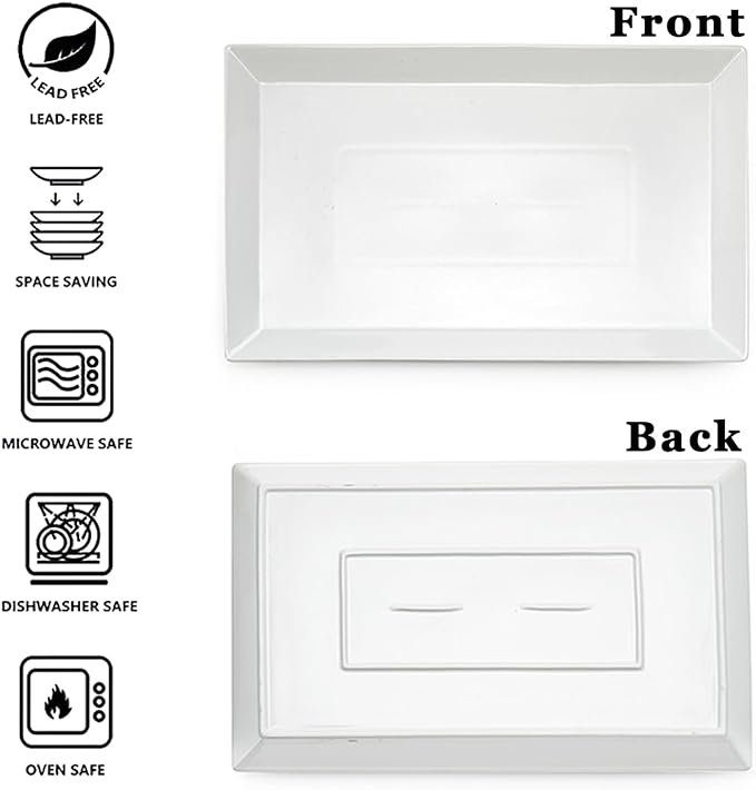 MIECOO Large Serving Platter, 18.5" x 11.5" White Serving Tray, Rectangular Porcelain Plate for Party, Wedding, Birthday, Entertaining, Food, Appetizer, Fruit, Sushi, Dessert