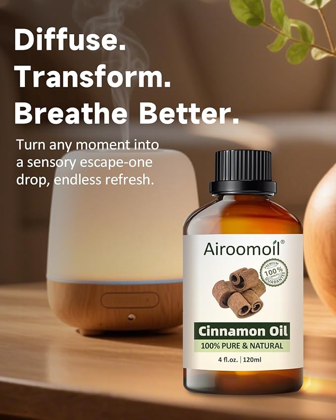 Pure Cinnamon Essential Oil, 100% Pure Natural Cinnamon Essential Oil, Premium Grade Essential Oils for Diffusers for Home, Skin, Care Massage, Soap Making, Aromatherapy, 4 Fl Oz | 120ml-BrightBean Baby