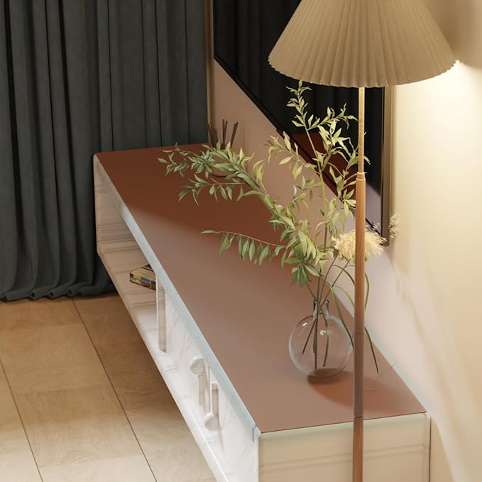 Leather Dresser Cover,1.8mm Thick,14x66 Inch,Dresser Protector Top,Dresser Top Protector,Dresser Cover Top,Dresser Top Cover,Dresser Cover Top for Bedroom.(Brown+Gray,14x66)