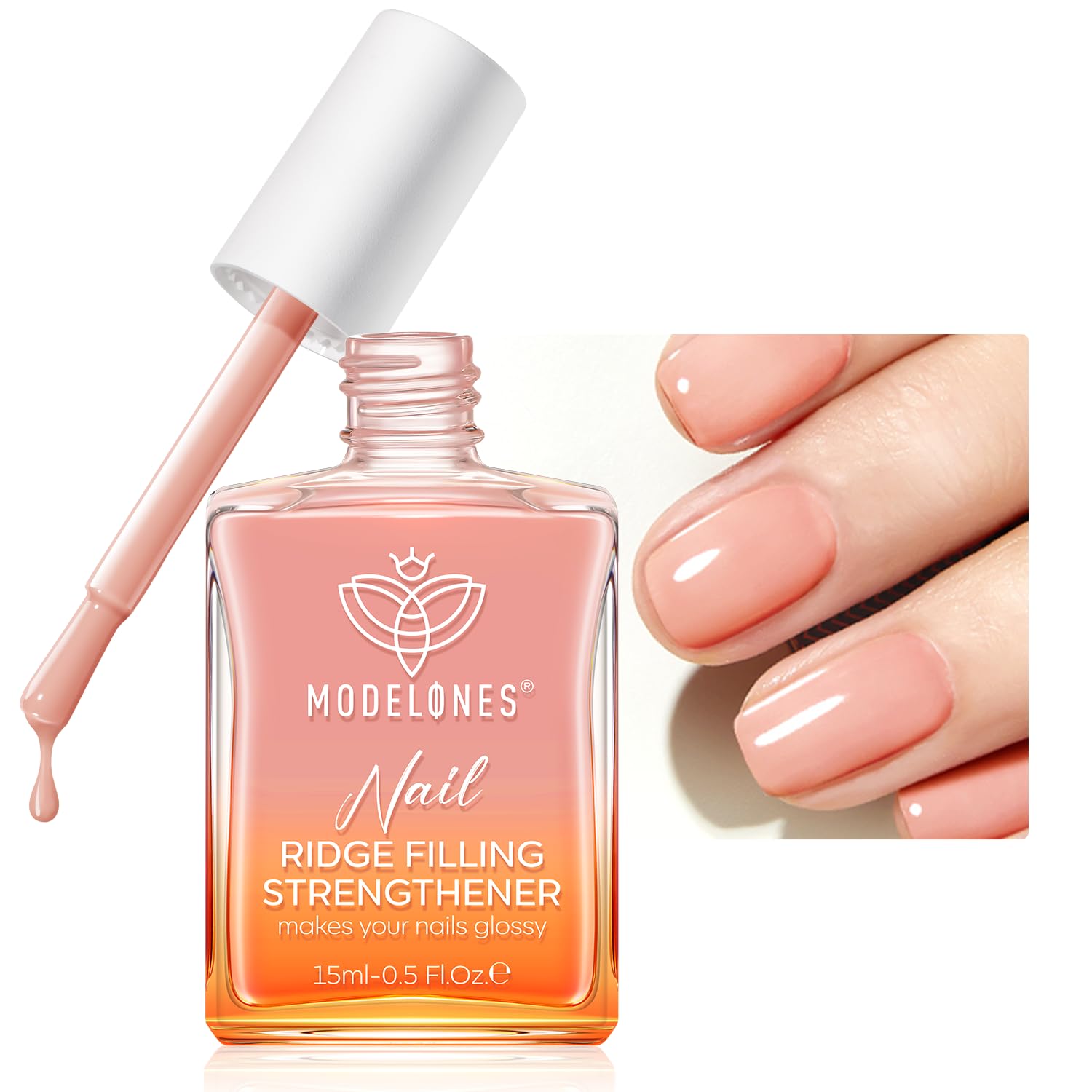 modelones Nail Strengthener and Growth Nail Hardener Extra Strong and Growth Nude Nail Polish Nail Repair for Damaged Nails Strengthening Polish Ridge Filler for Nails 15ml-BrightBean Baby