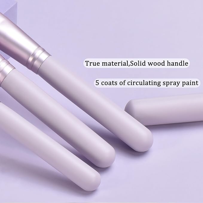 10 Piece Purple Makeup Brushes Set and 3 Piece Makeup Sponge - Wooden Handle with Soft Synthetic Bristles, for Face & Eye Makeup | Professional Cosmetic Brushes | Includes Travel Pouch-BrightBean Baby