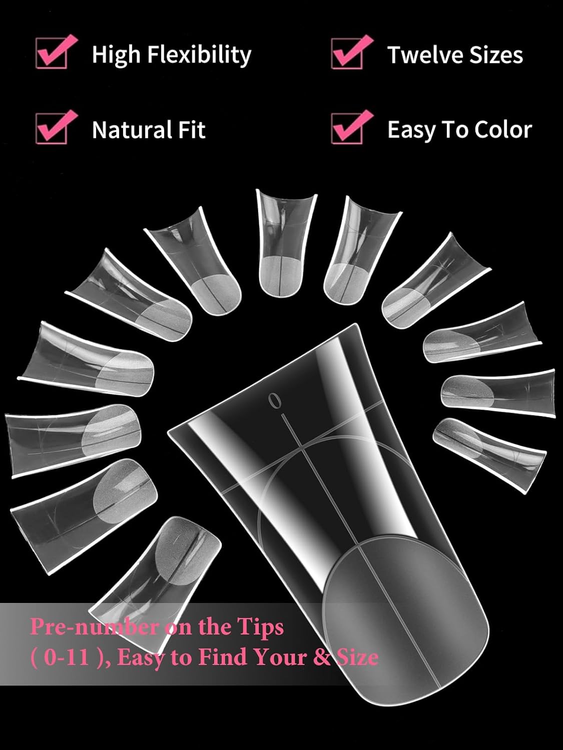 EBANKU Duck Nail Dual Forms for Poly Nail Extension, 120PCS Medium Length Duck Nail Tips Reusable Full Cover French Tip Molds for Builder Gel Nail Art Design Salon&DIY, 12 Sizes-BrightBean Baby