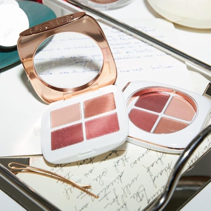 FLOWER Beauty Petal Play Eyeshadow Palette- Travel-Size + Everyday Use - Four Neutral Shades + Perfect For On-The-Go - Matte + Shimmer - Cruelty-Free + Vegan (Gilded Lily)-BrightBean Baby