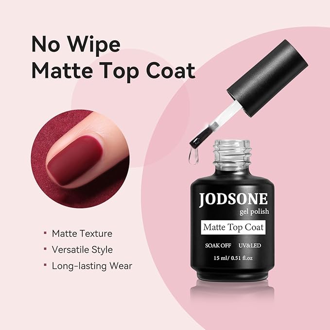JODSONE 3 Bottles of Top Coat Matte Top Coat Base Coat Set Soak off Salon Use Home DIY Nail Gel-BrightBean Baby