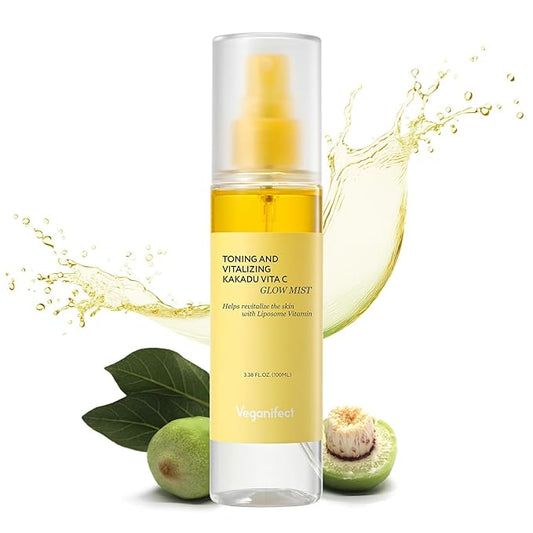 Vitamin C Mist with Niacinamide & Glutathione, Glow Mist for Dewy Skin, Makeup Setting Spray for face, Korean Skin Care, Vegan, 3.38 Fl Oz-BrightBean Baby