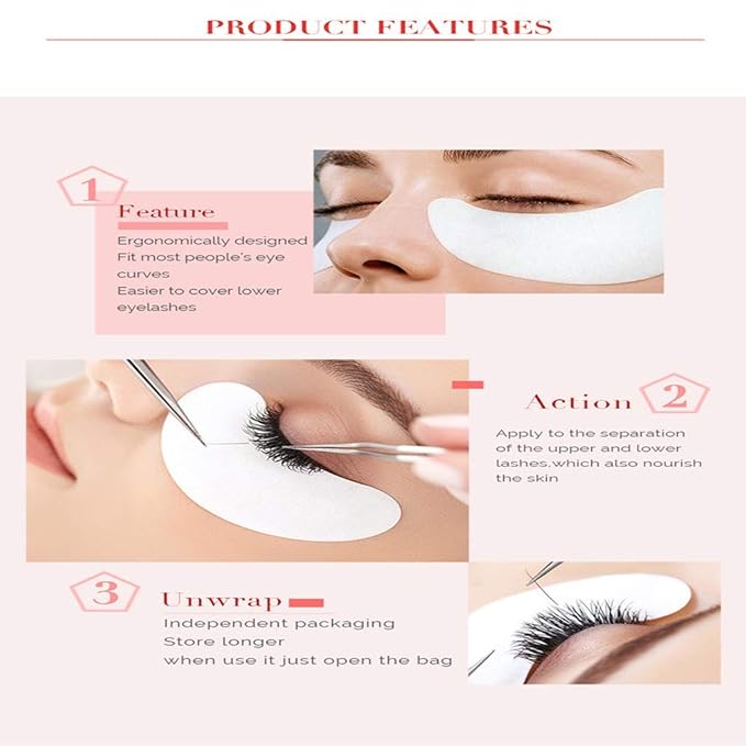 Under Eye Gel Pads Eyelash Extension Pads Lint Free DIY False Eyelash Lash Extension Makeup Eye Gel Patches Pack (50)-BrightBean Baby