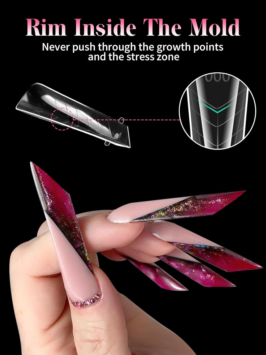 EBANKU Dual Nail Forms for Poly Extension Gel, 150 PCS Clear Claw Nail Molds Reusable 15 Sizes Nail Extension Forms for Builder Gel Manicure Design Salon DIY-BrightBean Baby