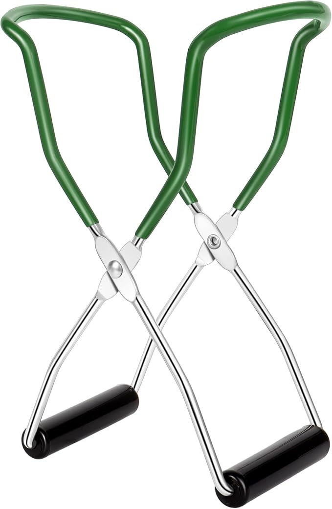 Canning Jar Lifter, Canning Tongs, Stainless Steel Jar Lifter with Rubber Grip Handle for Home Kitchen, Darkgreen
