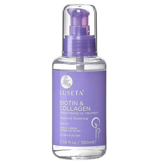 L LUSETA Biotin Hair Growth Serum with Collagen, Hair Oil for Thin and Damage Hair Growth Oil, Biotin growth serum for Frizzy & Damaged hair, Thickening and Healthier Scalp for Men & Women 3.38 Fl Oz-BrightBean Baby