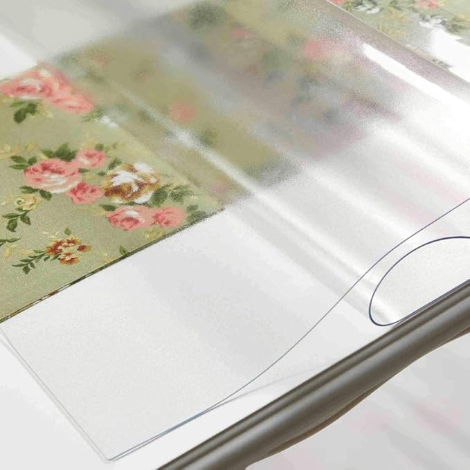 NECAUX Custom 36 x 111 Inch Frosted Table Cover Protector, 1.5mm Thick Wood Grain Transparent Table Pad Non-Slip Tablecloth Protector for Plastic Protective Dining Table Meeting Table Conference Table