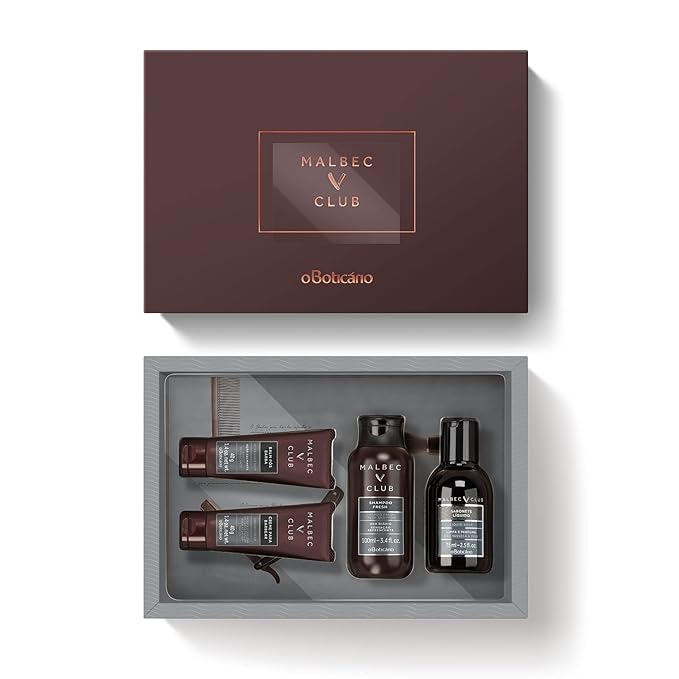 Malbec Mini Travel or Gift Set for Men. Limited Edition Set of Men’s Travel-Size Body Care Essentials in a Signature O Boticário Gift Box. Set of 4 Minis-BrightBean Baby