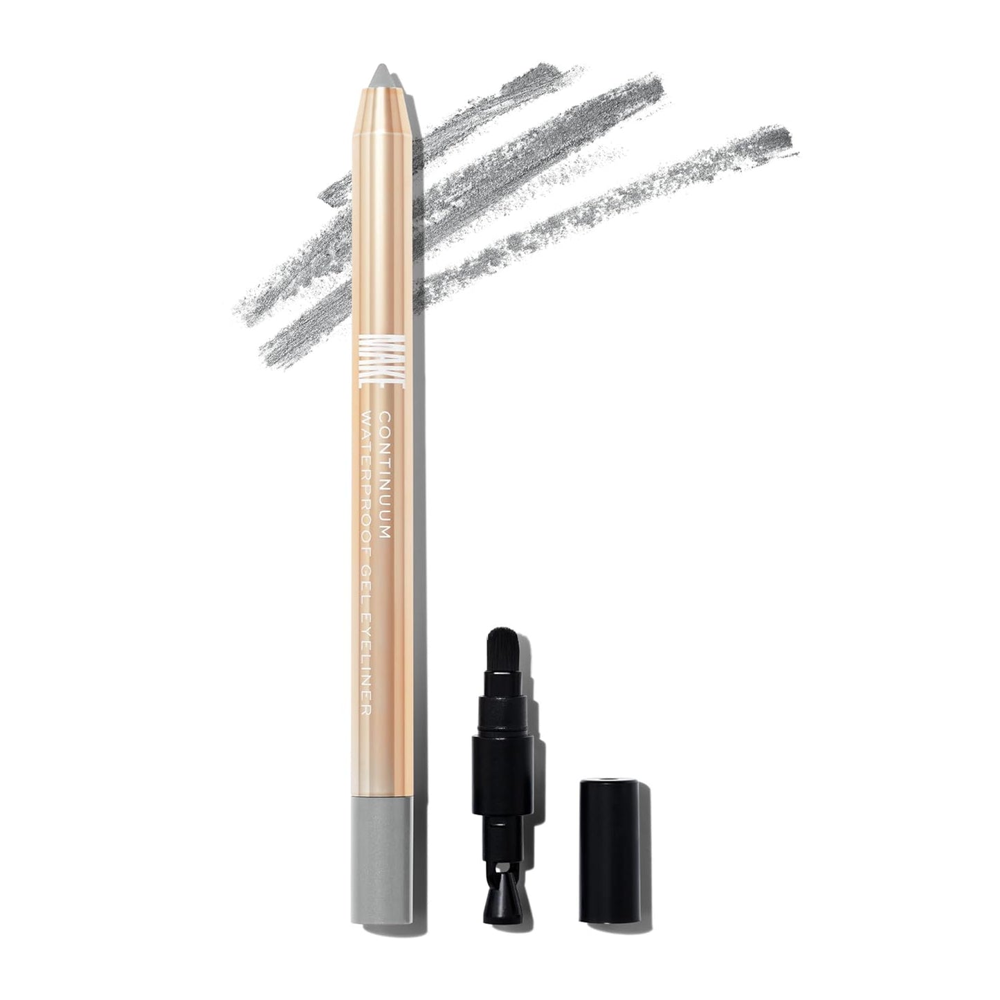 MAKE Beauty Continuum Waterproof Gel Eyeliner Pencil. Creamy, Pigmented Multi-Use, including Waterline with Built-in Sharpener and Blending Brush. Smudge-Proof Makeup. Shade - Interstellar, Silver-BrightBean Baby