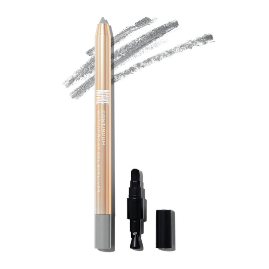MAKE Beauty Continuum Waterproof Gel Eyeliner Pencil. Creamy, Pigmented Multi-Use, including Waterline with Built-in Sharpener and Blending Brush. Smudge-Proof Makeup. Shade - Interstellar, Silver-BrightBean Baby