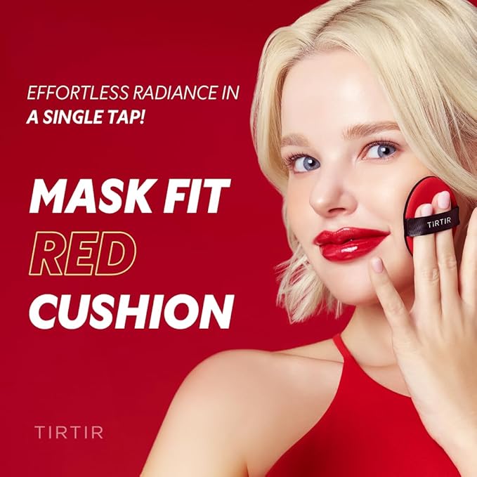 TIRTIR Mask Fit Red Cushion Foundation | Full coverage, Weightless, Skin fit, Satin Glow Finish, Korean Makeup BB Foundation, beauty, Tattoo cover up, Buildable (#24N Latte, 0.63 Fl Oz)-BrightBean Baby