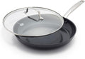 GreenPan Chatham Black Prime Midnight Hard Anodized Healthy Ceramic Nonstick, 12" Frying Pan Skillet with Lid, PFAS-Free, Dishwasher Safe, Oven Safe, Black
