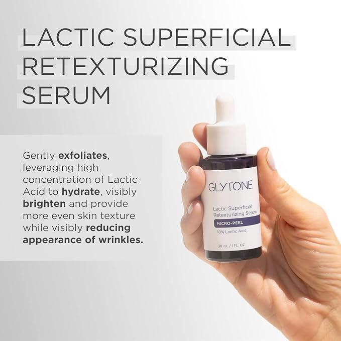 Glytone Micro-Peel Lactic Superficial Retexturizing Serum | Anti-Aging AHA Exfoliating Serum for Face with 10% Lactic Acid | Hydrates, Brightens & Reduces Wrinkles | Paraben-Free - 1 Fl oz-BrightBean Baby