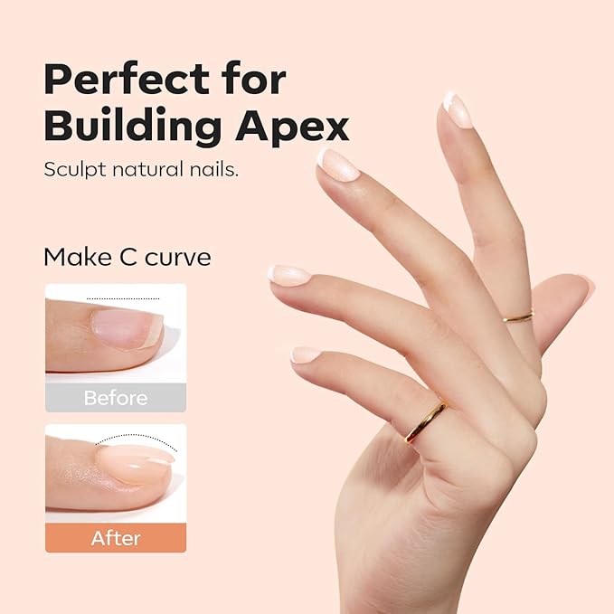 modelones Builder Nail Gel, 8-in-One Gold Shimmer Builder, Champagne Sparkle Glitter Rubber Color Base Gel Polish LED Lamp Cured, Apex Building Strengthener Extension for Home DIY Salon Girls-BrightBean Baby