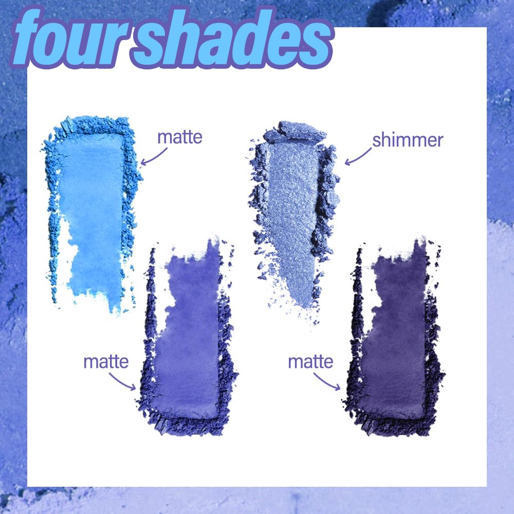 Navy Blue 4Colors Eyeshadow Makeup Palette,Royal Blue Natural Neutral Powde Eye Shadow Palettes for Older Women,Long Lasting Naturing-Looking,Lightweight,Waterproof,Eye Makeup Kit Travel Size,Vegan-BrightBean Baby