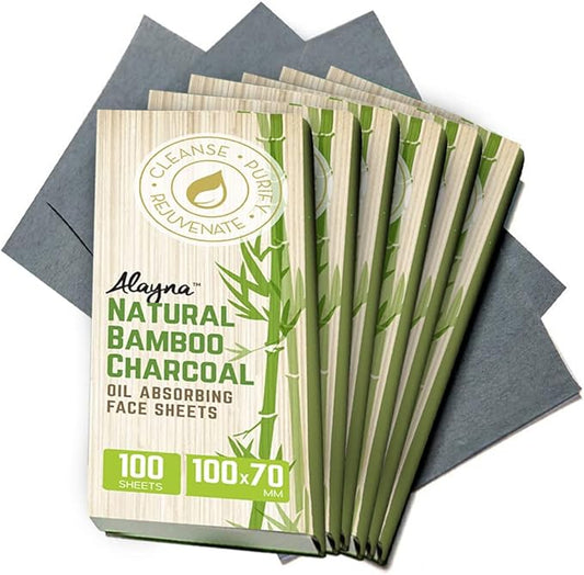 Oil Blotting Sheets for Face Natural Bamboo Charcoal Blotting Paper for Oily Skin Oil Absorbing Tissues Beauty Blotters Remove Excess Shine Organic Blot Papers For Facial Make Up & Skin Care 6 Pack-BrightBean Baby