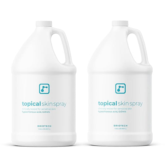 BRIOTECH Topical Skin Spray, Hypochlorous Acid Spray for Body & Face, Eyelid Cleanser, HOCl Facial Mist, Support Against Irritation, Calm Redness, Soothe Foot & Scalp, 128 fl oz (2Pack)