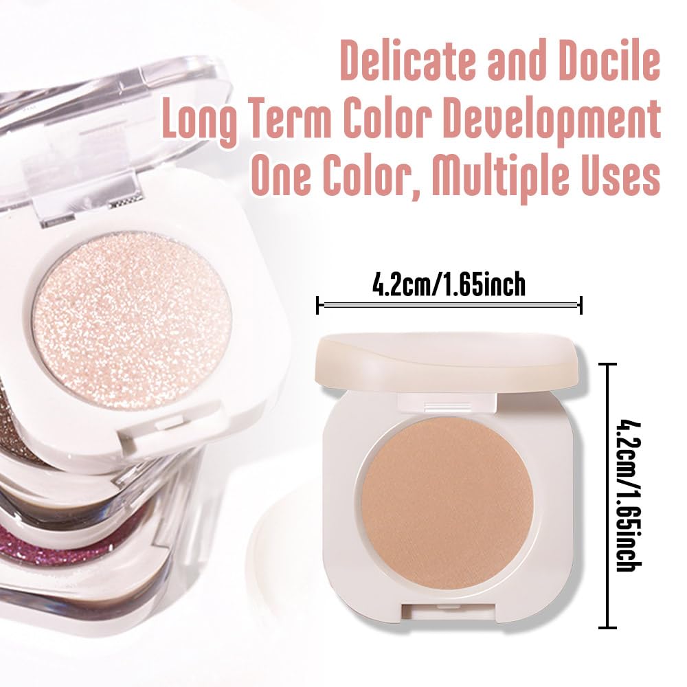 Monochrome Matte Eyeshadow, Brown Eye Shadow Makeup, Neutral Matte Pressed Powder,Single Vegan Eyeshadow, Highly Pigmented Natural Eyeshadow Palette,Single Long Lasting Nature Eye Make 04#-BrightBean Baby