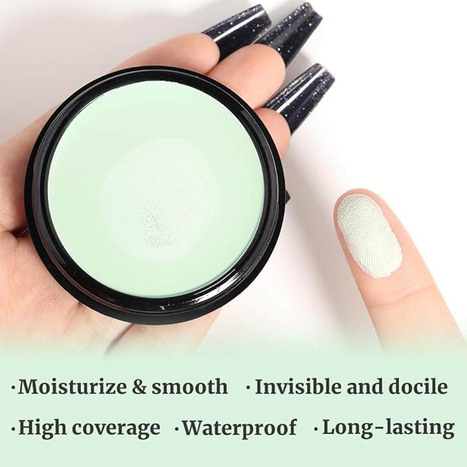 Kaely Color Correcting Concealer,Cream Pot Concealer Full Coverage,under Eye Concealer Palette for Conceals Dark Circles,Waterproof Foundation Face Makeup,08 Green-BrightBean Baby