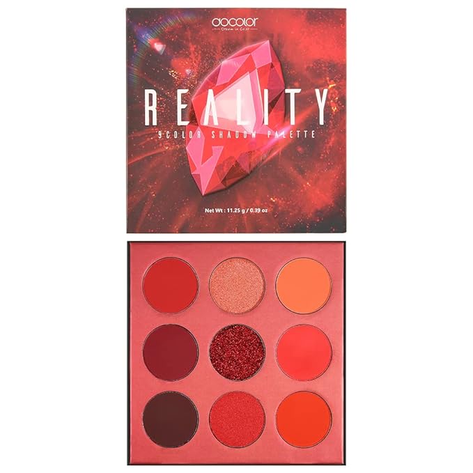 docolor Eyeshadow Palette 9Colors Red Eyeshadow Gemstone Shadow Palettes Highly Pigmented Mattes Shimmers Smokey Glitter Cream Colorful Powder Blendable Long Lasting Waterproof Makeup Palette-BrightBean Baby