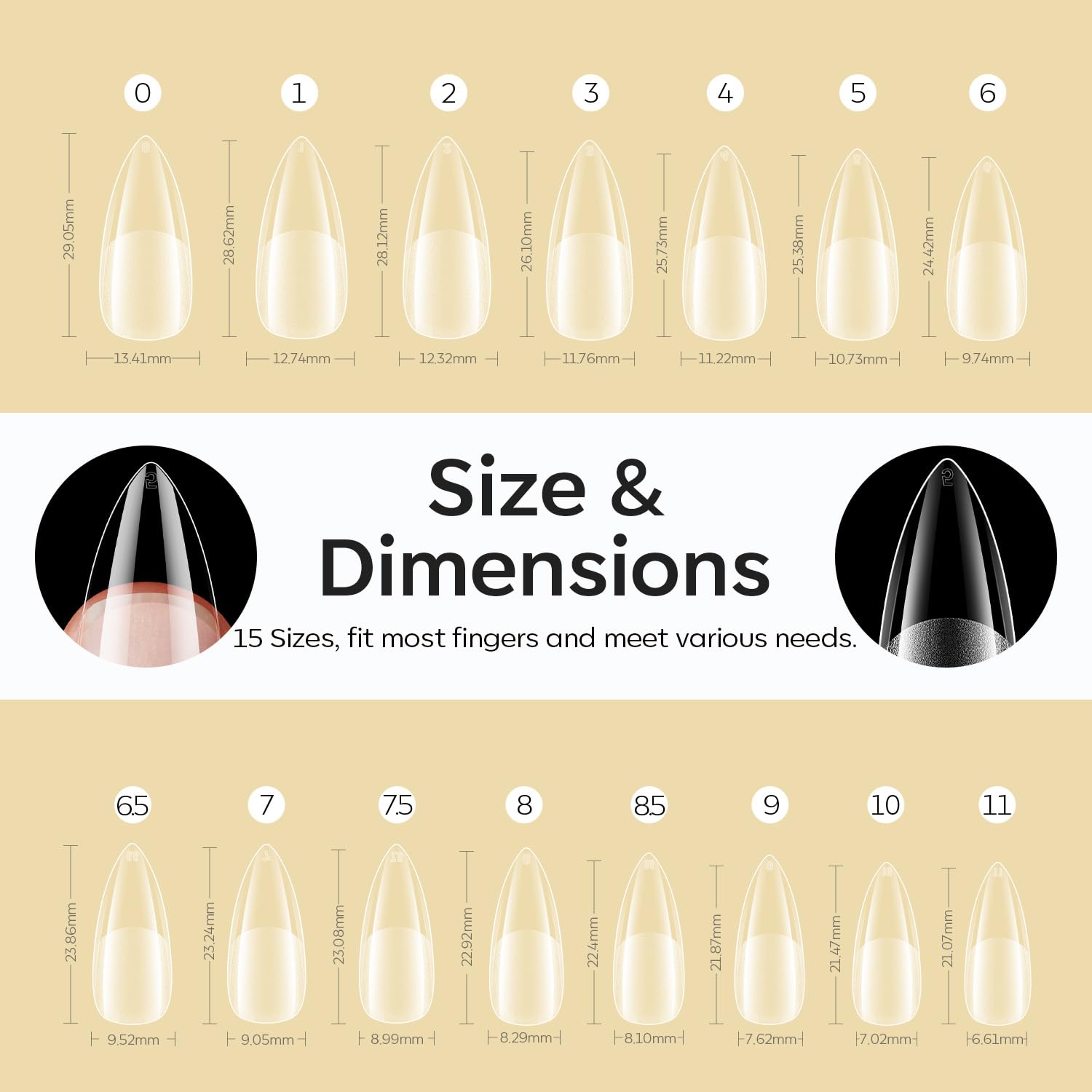 Modelones Medium Stiletto Fake Nail Tips - 510Pcs Gel Tips Pre-shaped Half Matte Full Cover Clear Acrylic Gel Kit False Press on Nails for Extension DIY Salon 15Sizes-BrightBean Baby