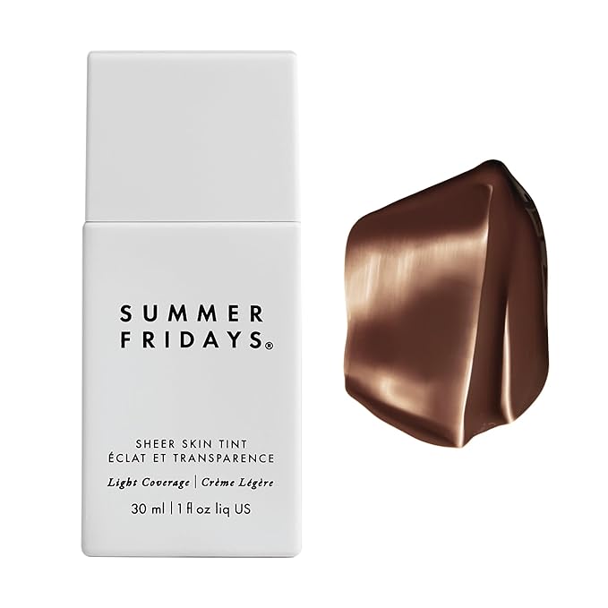 Summer Fridays Sheer Skin Tint - Tinted Moisturizer with Hyaluronic Acid - Helps Diminish Uneven Skin Tone - Sheer to Light Coverage - Shade 9 - Rich Deep with Neutral Cool Undertones (1 Fl Oz)-BrightBean Baby