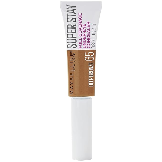 Maybelline New York Super Stay Super Stay Full Coverage, Brightening, Long Lasting, Under-eye Concealer Liquid Makeup For Up To 24H Wear, With Paddle Applicator, Deep Bronze, 0.23 fl. oz., 65 Deep Bronze-BrightBean Baby