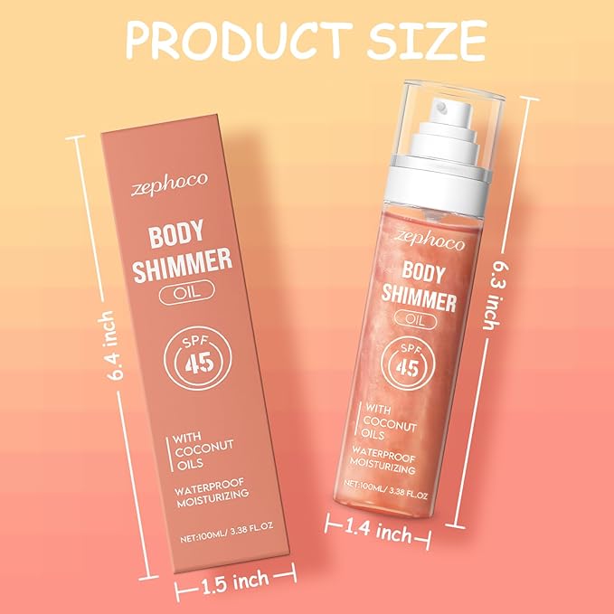 Broad Spectrum SPF 50 Sheer Body Sunscreen Setting Mist Sunscreen Body Glow Oil Spray for Face & Body with Gold Mica Sun-kissed Glow Skin Illuminator Hydrating Non-Greasy (A)-BrightBean Baby