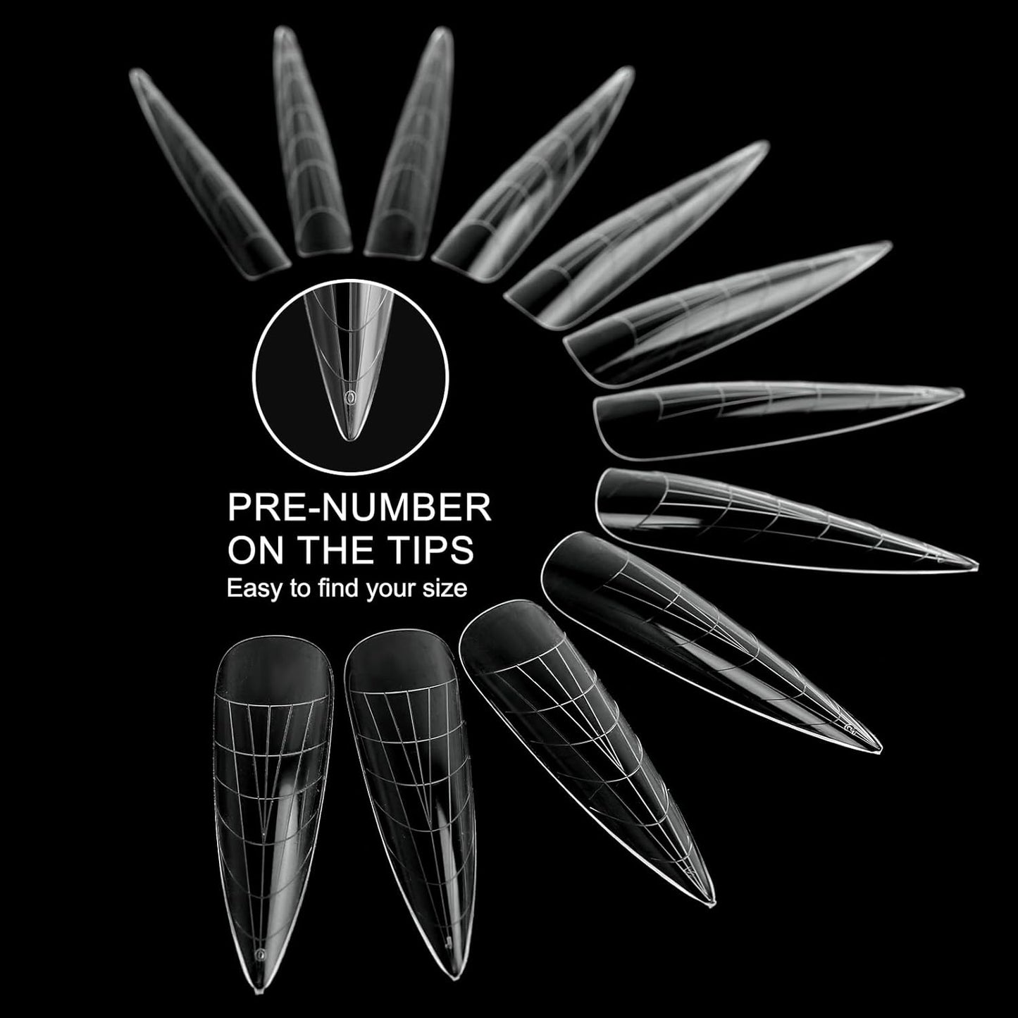 120Pcs Dual Nail Forms,Long Almond Extension Poly nail gel Nail Forms Full Cover Reusable Nail Molds 12 Sizes for Solid Nail Gel Glue Nail Art Design Salon&DIY(Extra Long Almond)-BrightBean Baby