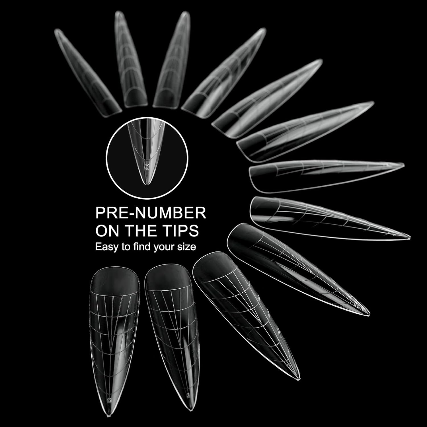 120Pcs Dual Nail Forms,Long Almond Extension Poly nail gel Nail Forms Full Cover Reusable Nail Molds 12 Sizes for Solid Nail Gel Glue Nail Art Design Salon&DIY(Extra Long Almond)-BrightBean Baby