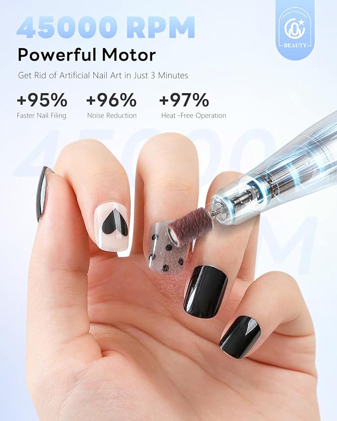 CozyZen Cordless Nail Drill Professional: 45000 RPM Rechargeable Electric Nail File Kit, Portable & Low Noise for Acrylic, Gel Nails, Manicure & Pedicure - Salon & Home Use-BrightBean Baby