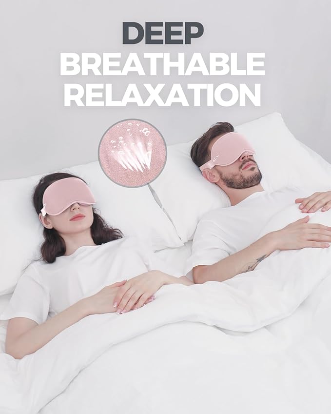 MZOO Luxury Sleep Mask for Back, Side Sleeper, Complete Light Blocking Sleeping Eye Mask Night Blindfold, 3D Zero Pressure & Spacious for Lash Extensions, Breathable Soft Eye Cover Flight Nap Travel-BrightBean Baby